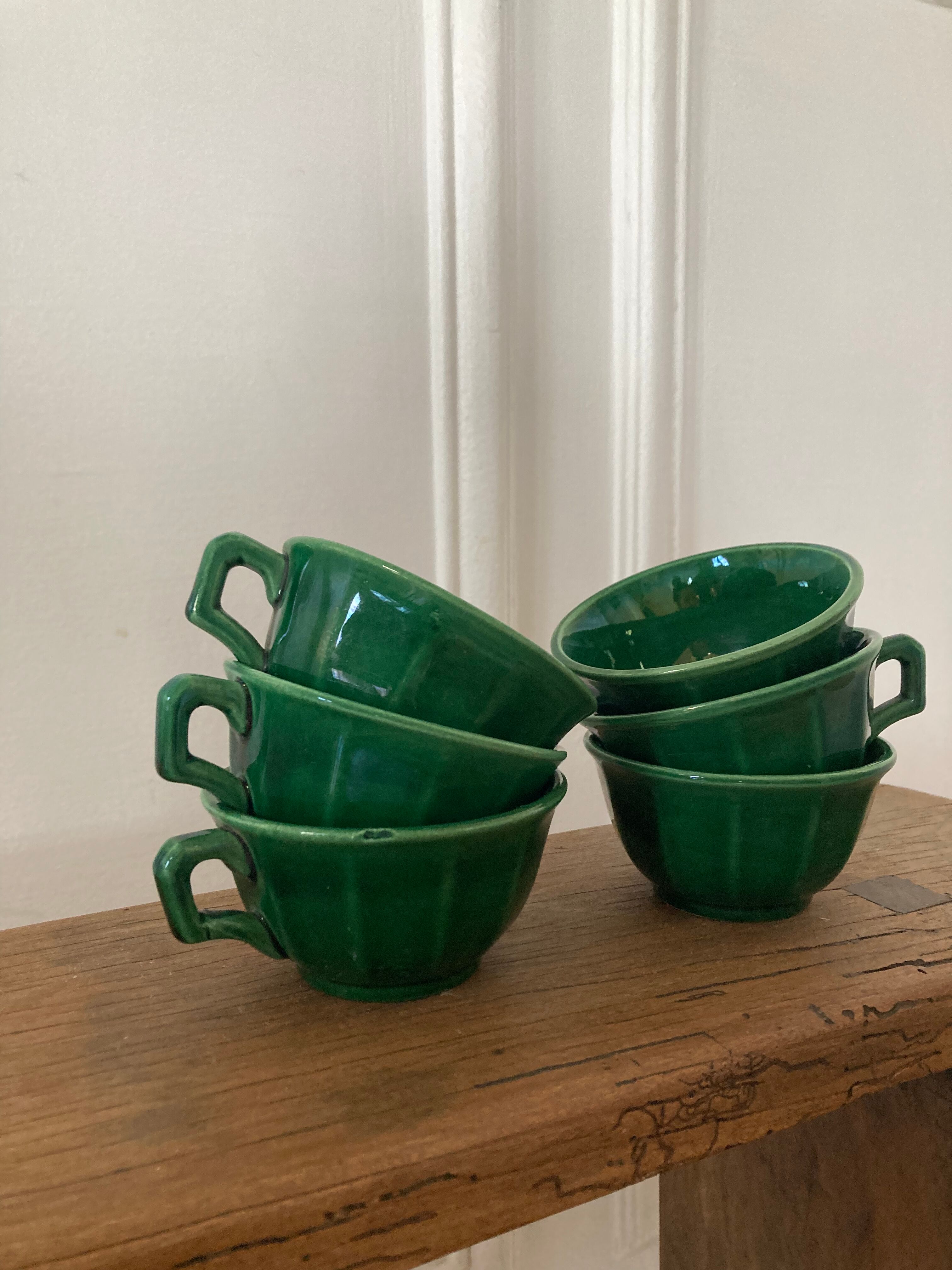 Set of 6 green cups