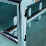 Minimalist coat rack, tubular chrome frame, 1980s Memphis style.