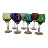 7 verres à pied de la verrerie vénitienne de Murano années 70/80