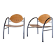 Pair of wooden and steel armchairs, 1980's