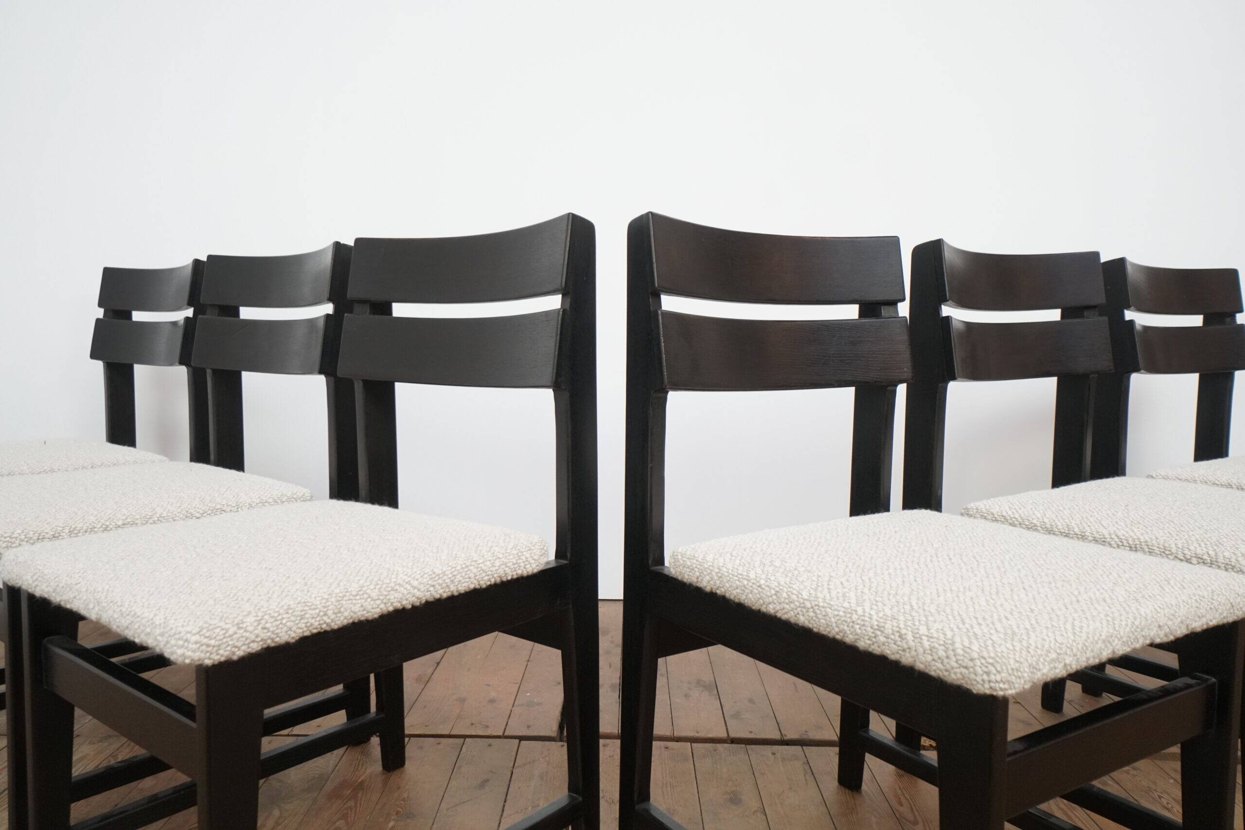 Set of 6 modernist dining chairs with new fabric