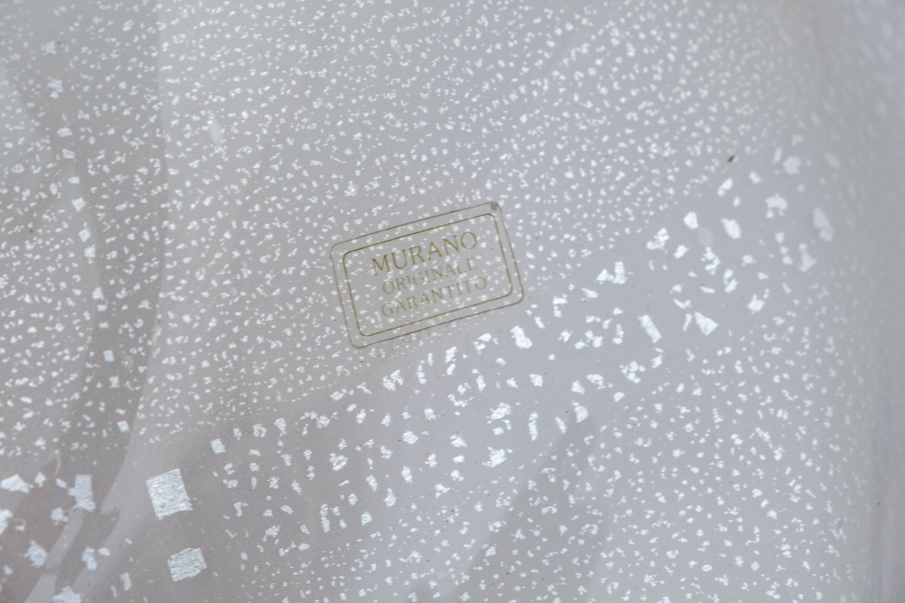 Suspension italienne en verre de Murano argenté, années 1970