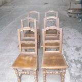 Set of 6 country chairs in solid oak