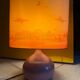Vintage Rose lamp, ceramic, painted silk, 80s 70s bohemian