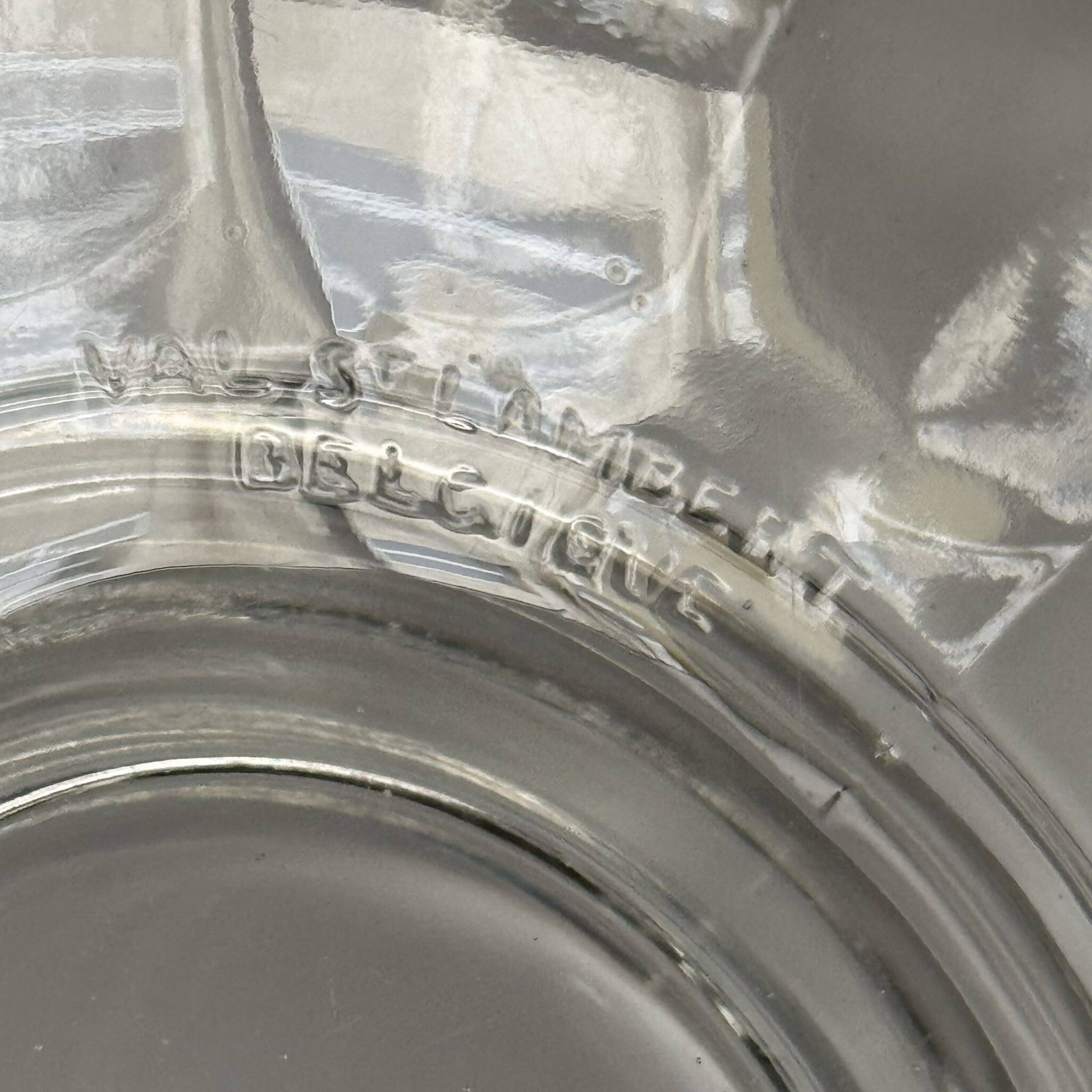 Val Saint Lambert Crystal Fruit Bowl | Silver Rim | Art Deco