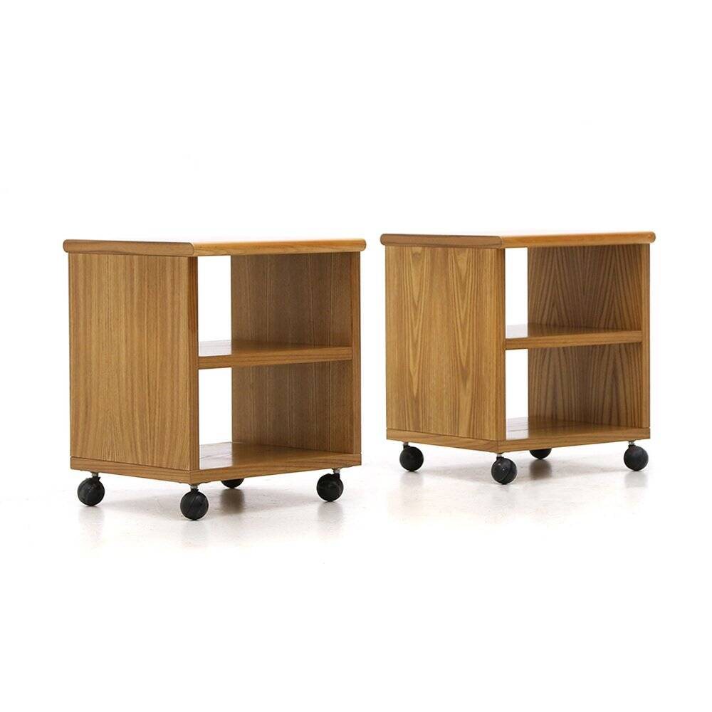 Wooden bedside tables, 1970s, set of 2