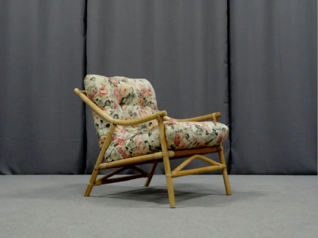 Pair of bamboo and rattan chairs, 1950s