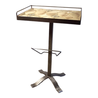 Table d’appoint en acier et céramique années 70