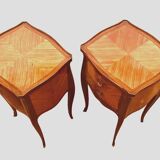 Suite of two Louis XV style bedside tables in mahogany and rosewood 20th century