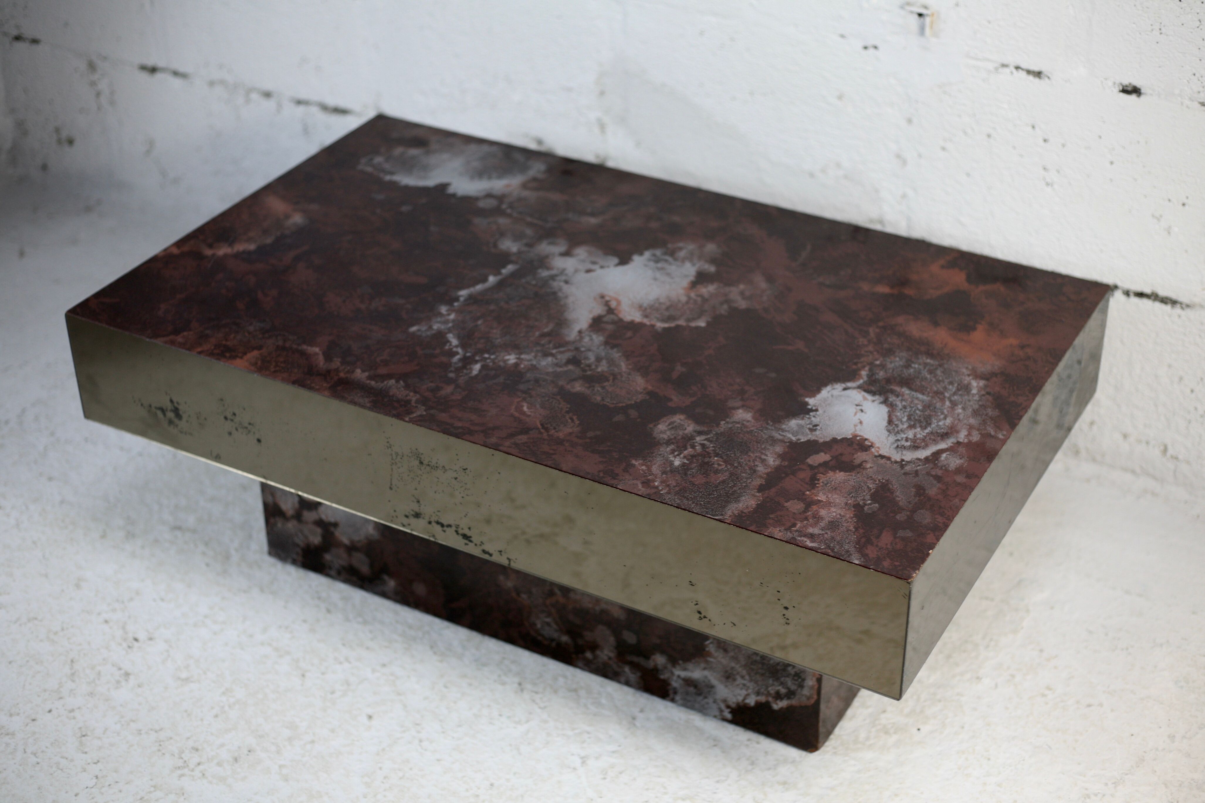 Coffee table decorations "solar flare", formica, mirrors, wood. circa 1970