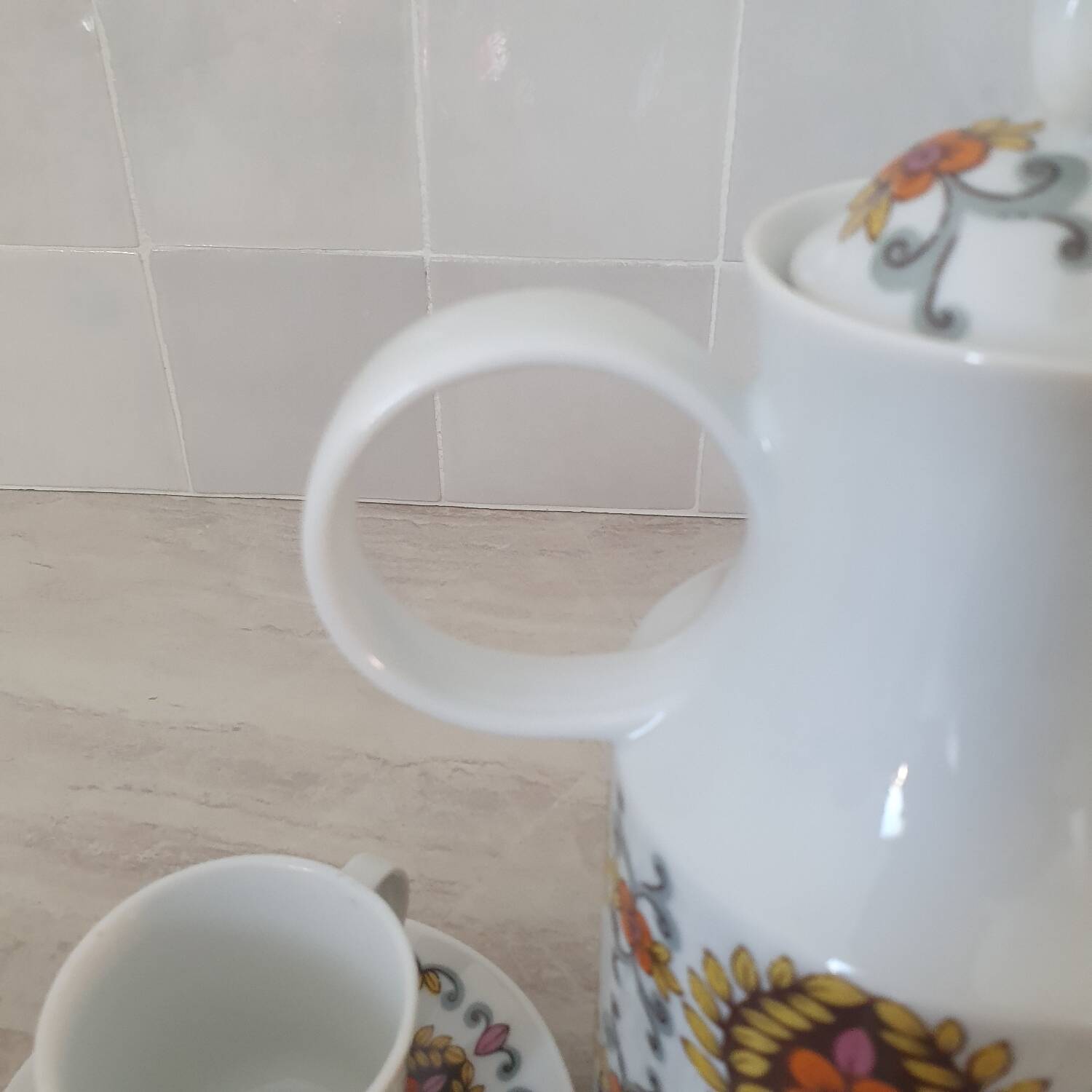 Vintage retro pattern coffee tea set