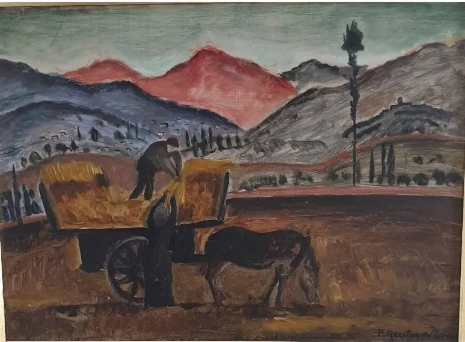 Oil Painting Patrik Reutersvärd / Landscape / Countryside / Horse