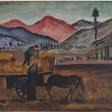 Oil Painting Patrik Reutersvärd / Landscape / Countryside / Horse