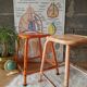 Pair of low metal stools industrial workshop - vintage
