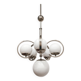 Grand Bauhaus chandelier in nickel-plated brass and opal glass.