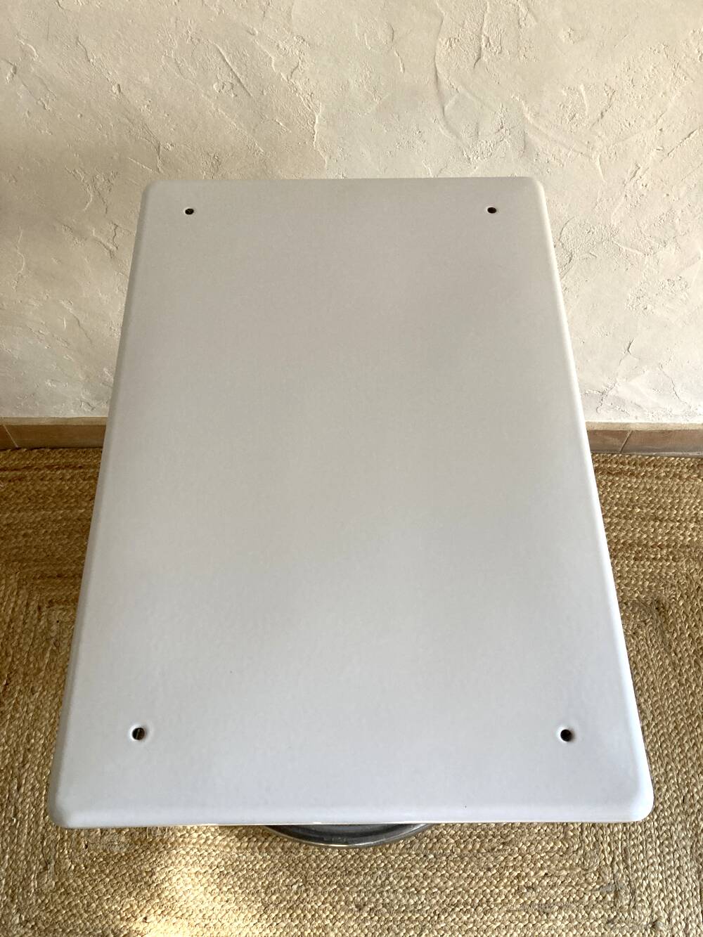 Antique cast iron and enamelled metal table, circa 1950