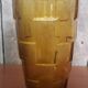 Old Art Deco Style Vase Molded Glass Orange Vintage #A696