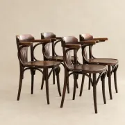 Set of 4 vintage bentwood bistro chairs with armrests – Styl