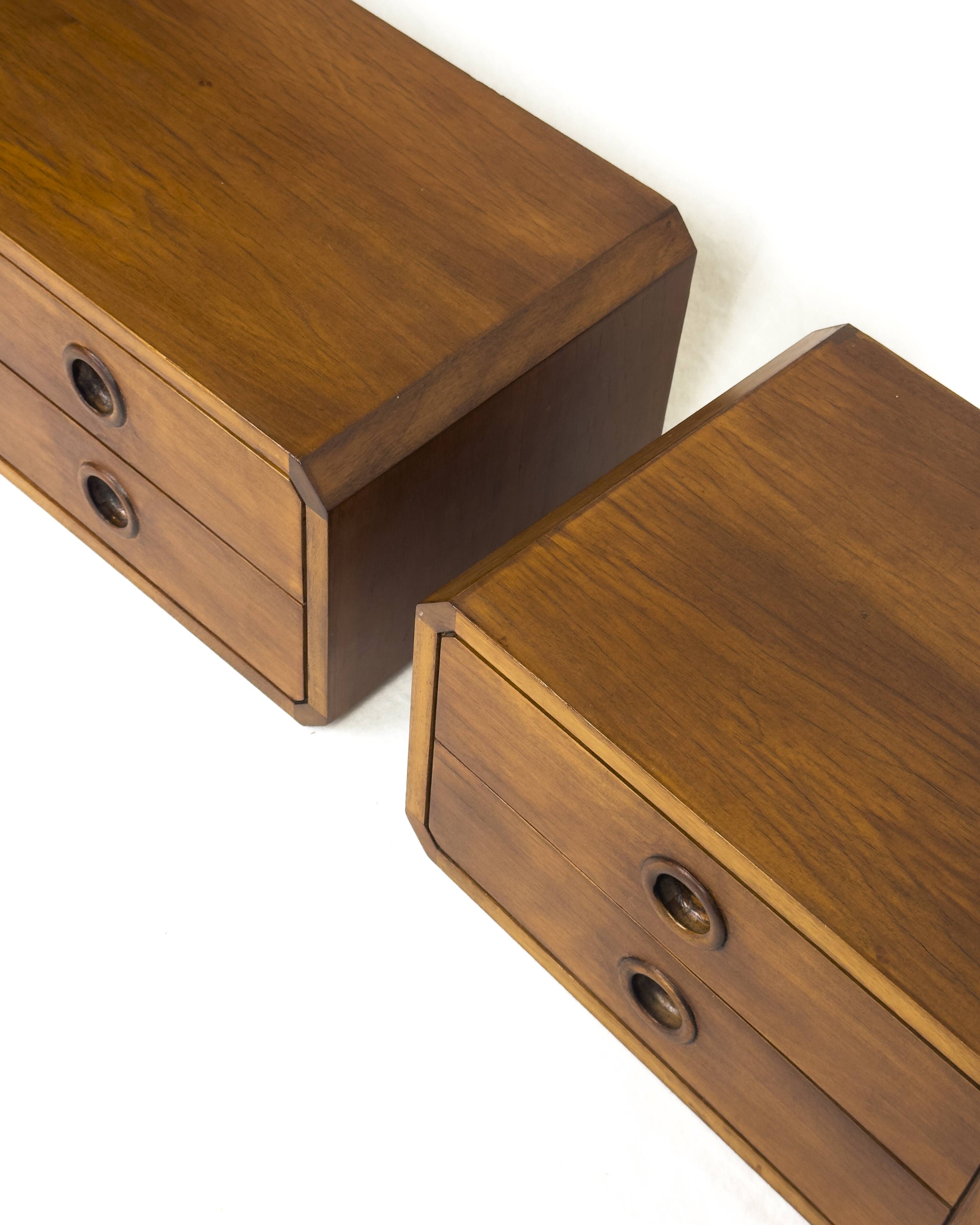 Vintage Danish mid-century floating wall-hung nightstands