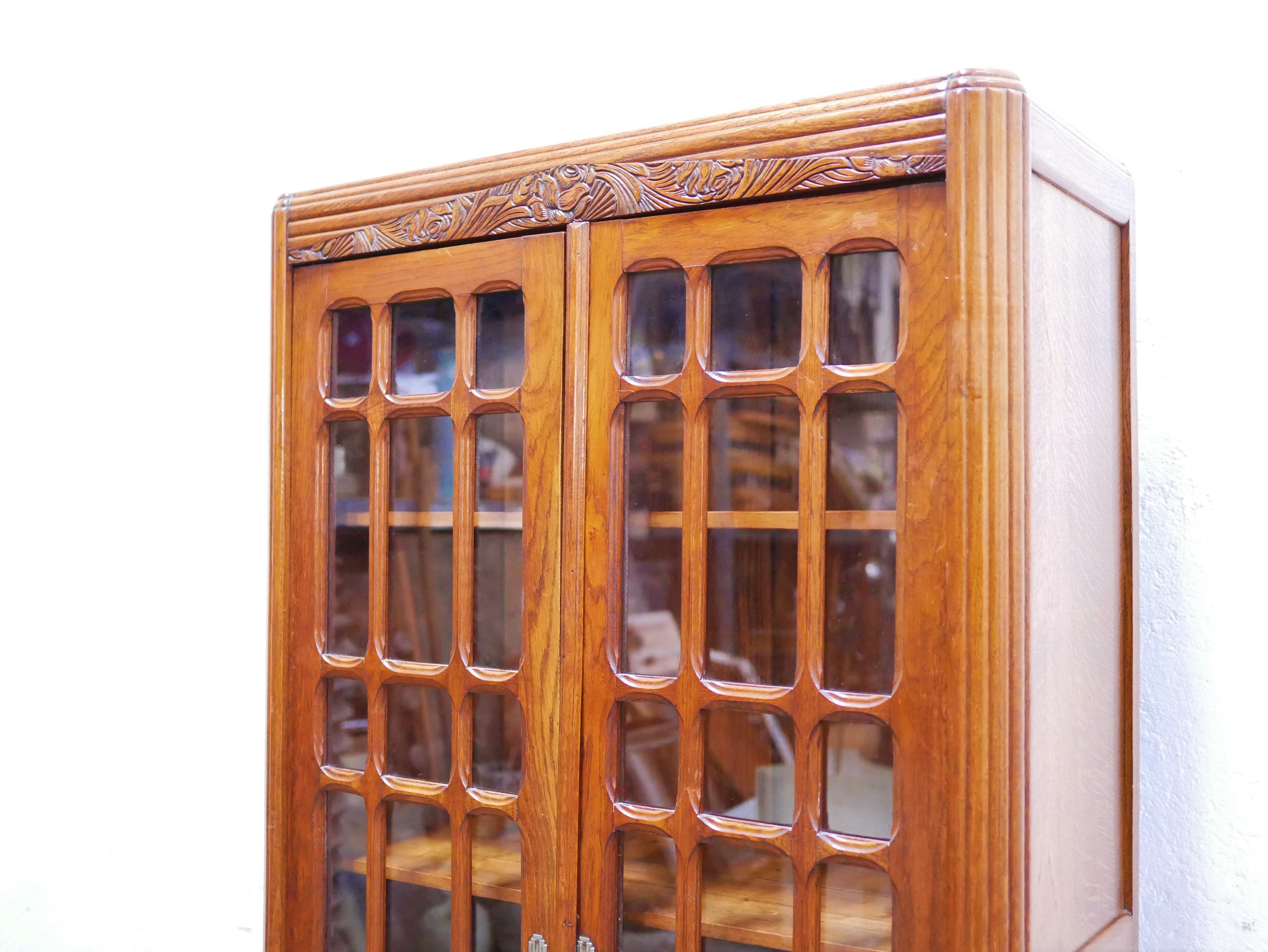 Vintage wooden showcase cabinet