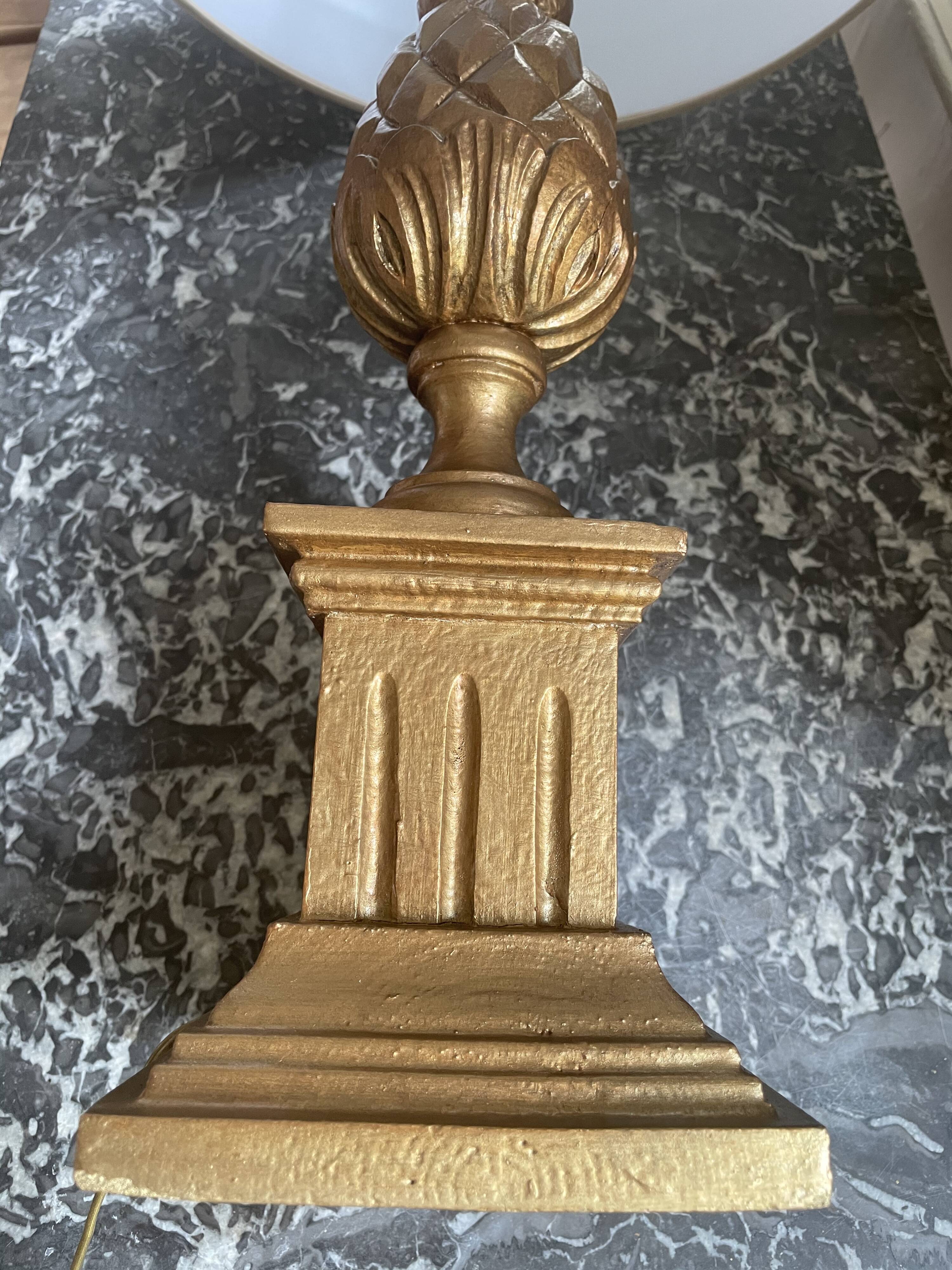 Lampe en bois ananas années 70