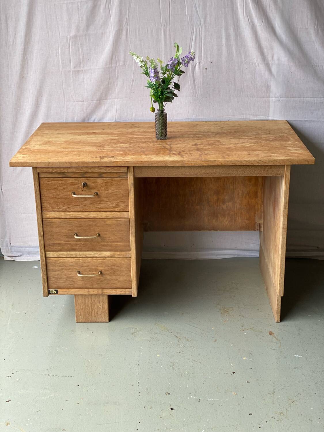 Vintage Burac desk from the 50s in renovated wood