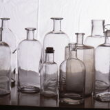 Set of pharmacy vials and wicker trunk