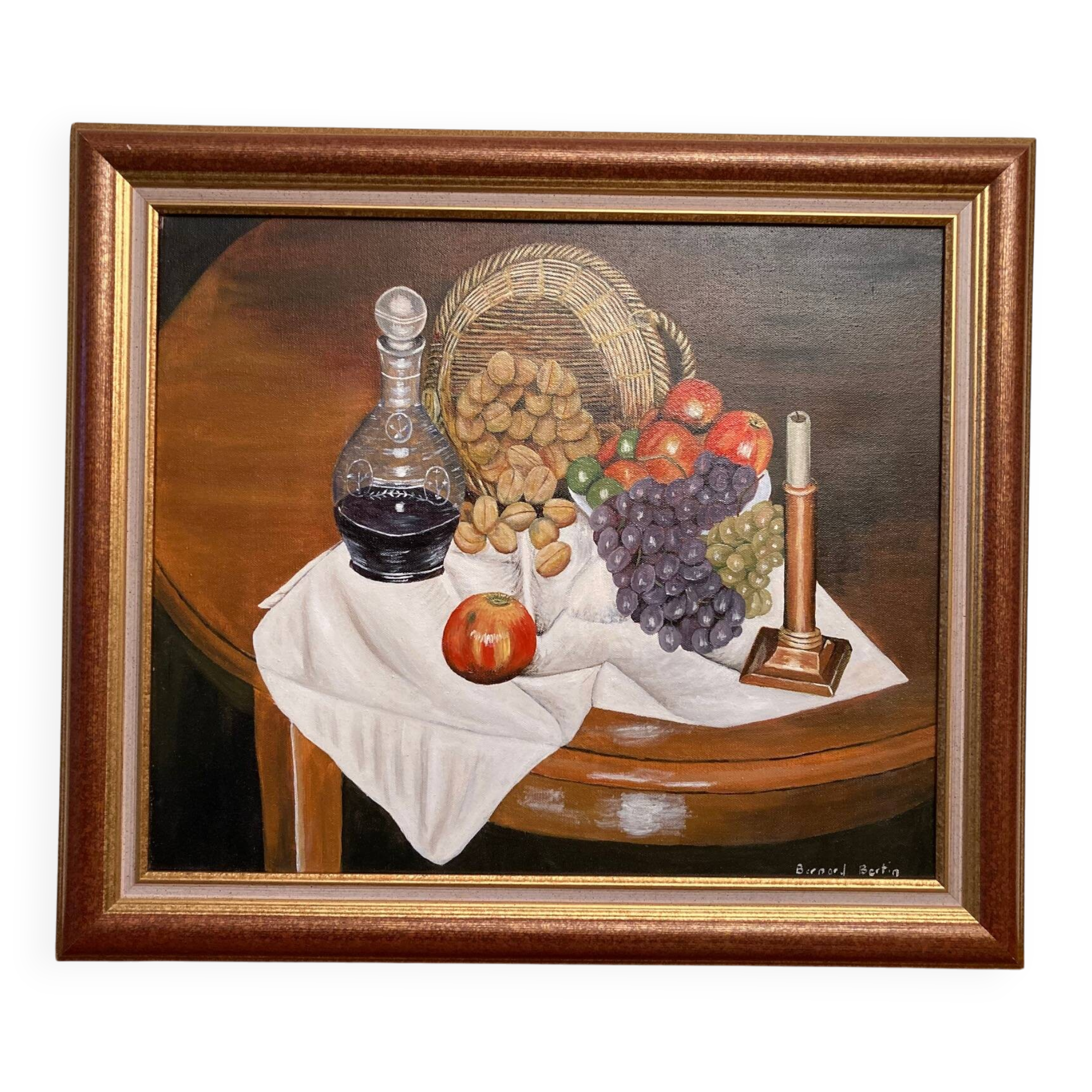 Peinture à l’huile « Nature Morte » encadrée