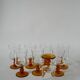 set of 8 vintage amber-stemmed wine glasses 1970