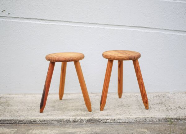 Paire de Tabouret vintage, tabouret bois, tabouret tripode , tabouret d'appoint, porte-plante