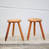 Pair of vintage stools, wooden stools, tripod stools, side stools, plant holders