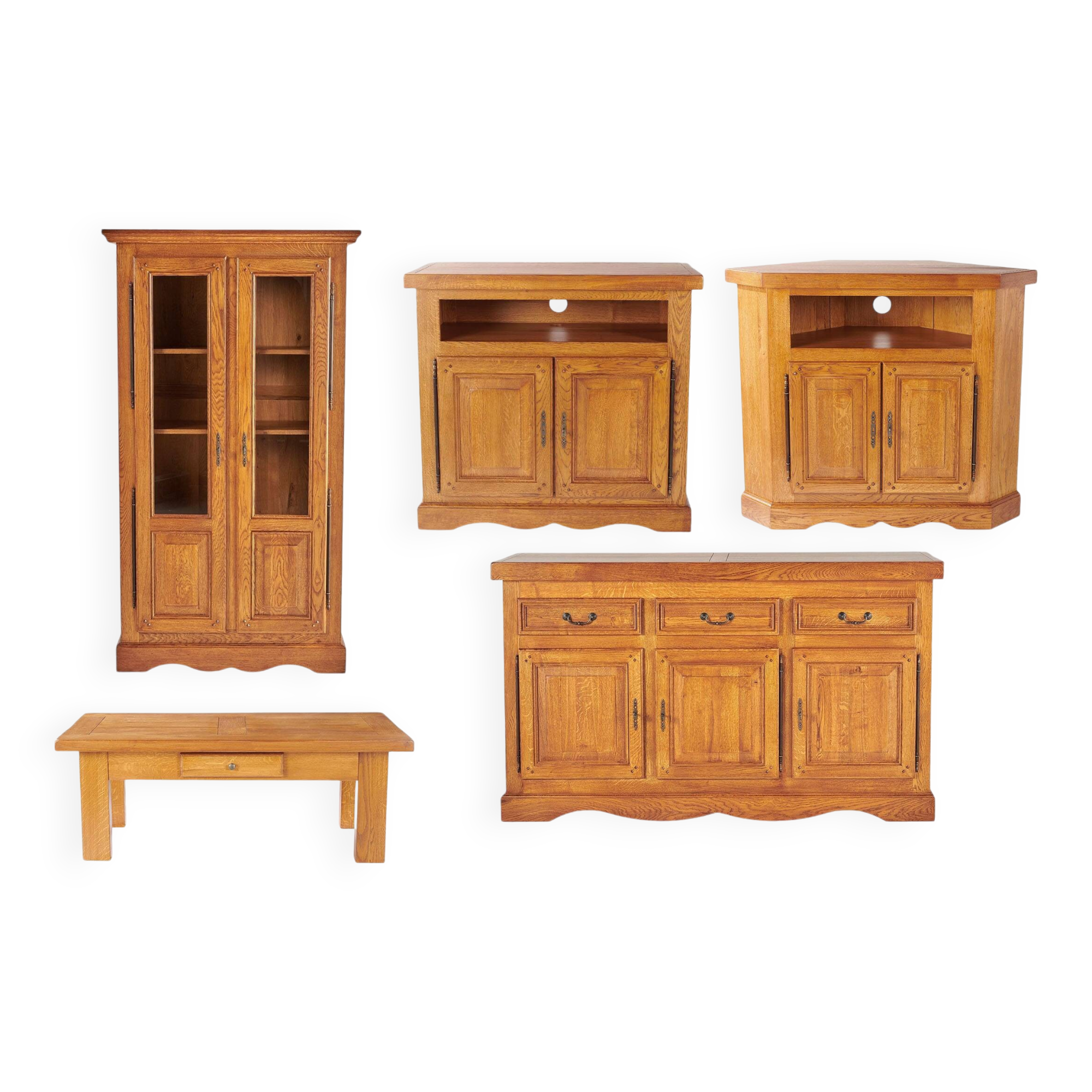 Hellin solid oak living room furniture set