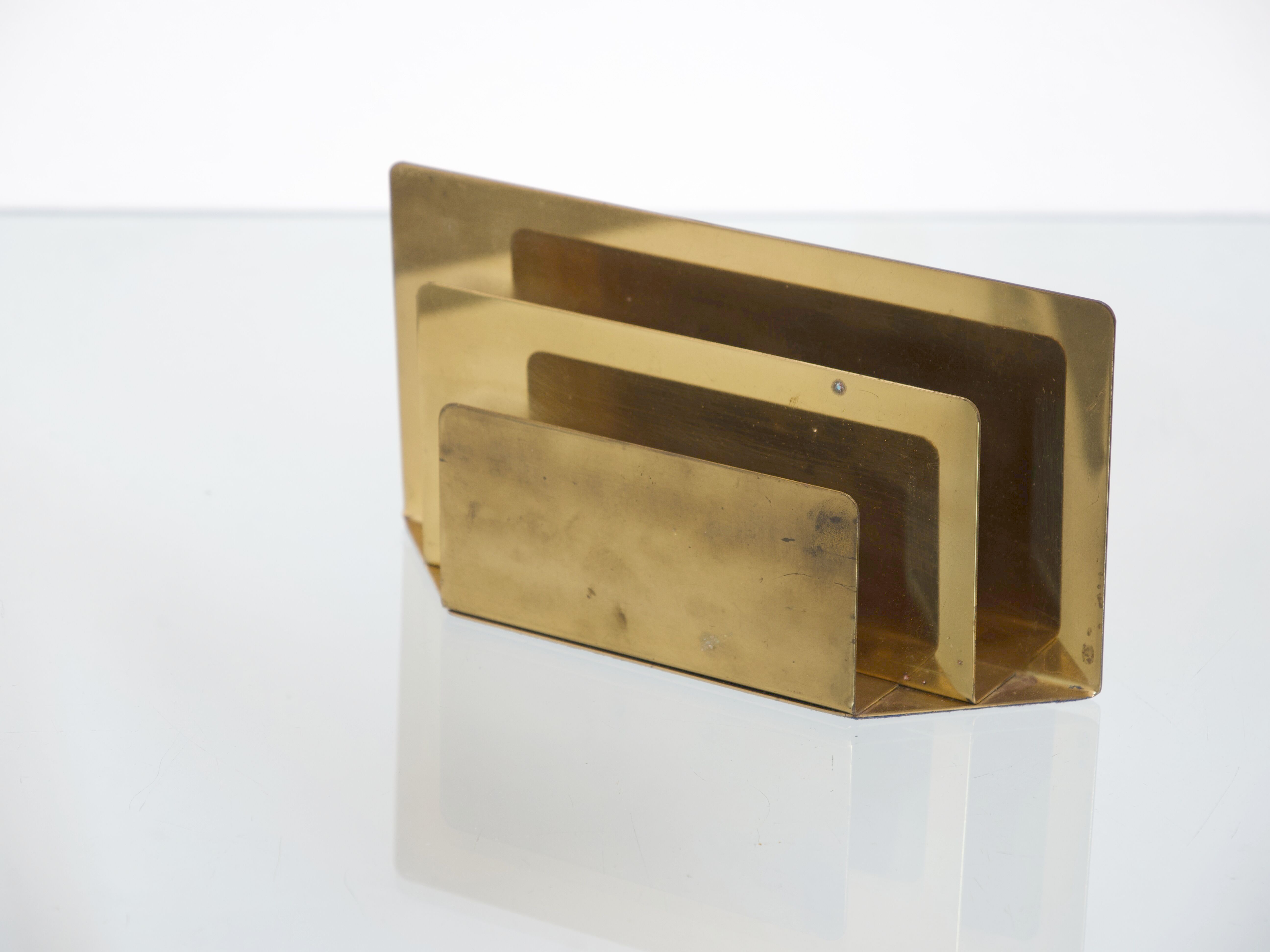 Mail Holder in Golden Brass circa 1970
