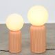 Vintage Italian Ceramic Table Lamps in Salmon Ceramic and Opaline, set of 2