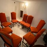 Chaises style Louis XIV tapissées orange