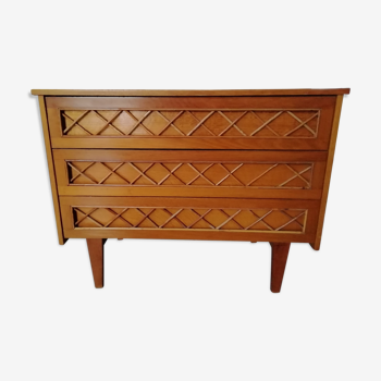 Wood and rattan dresser, 60s