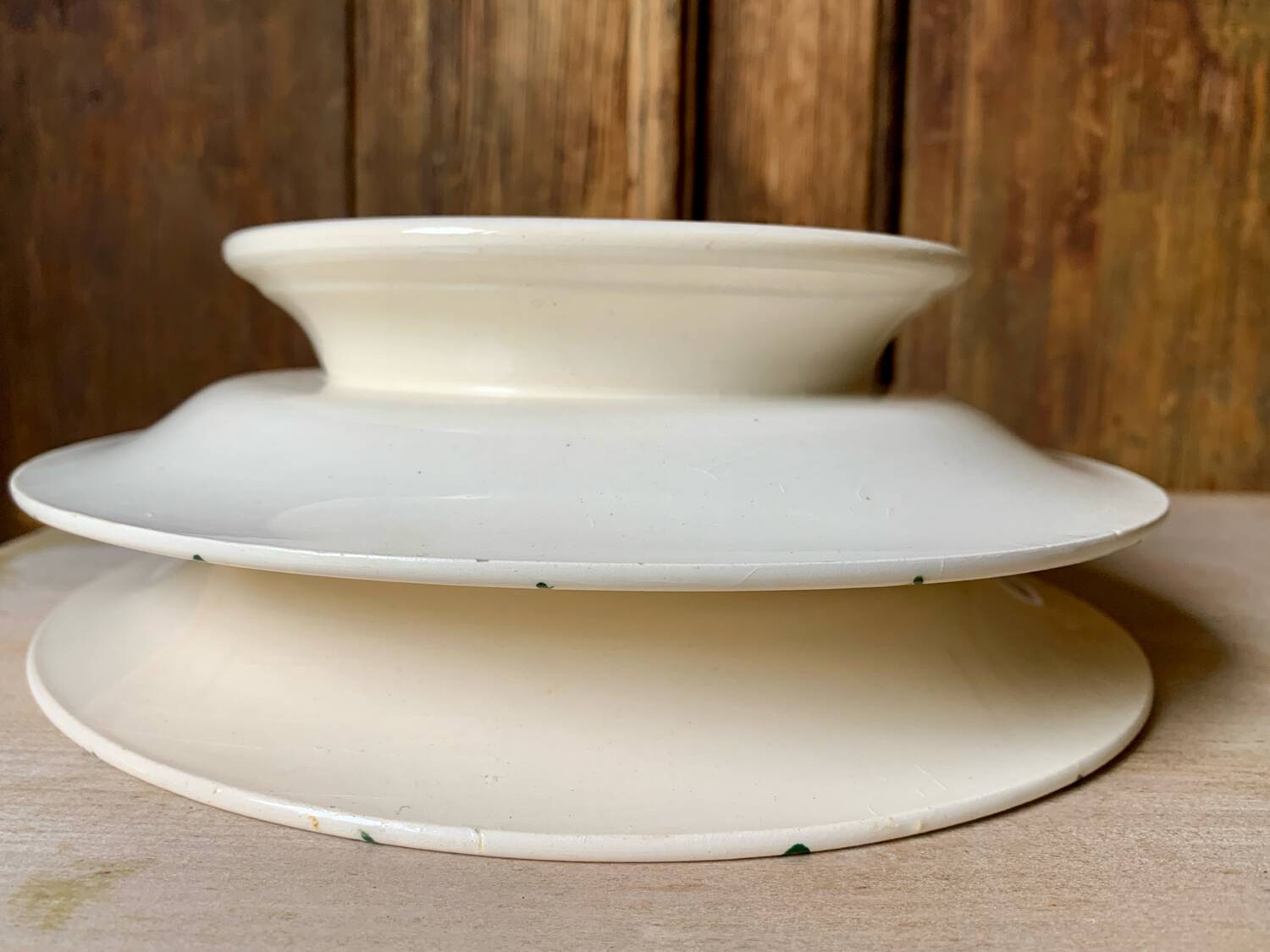 Two old Longwy Bagdad pedestal plates