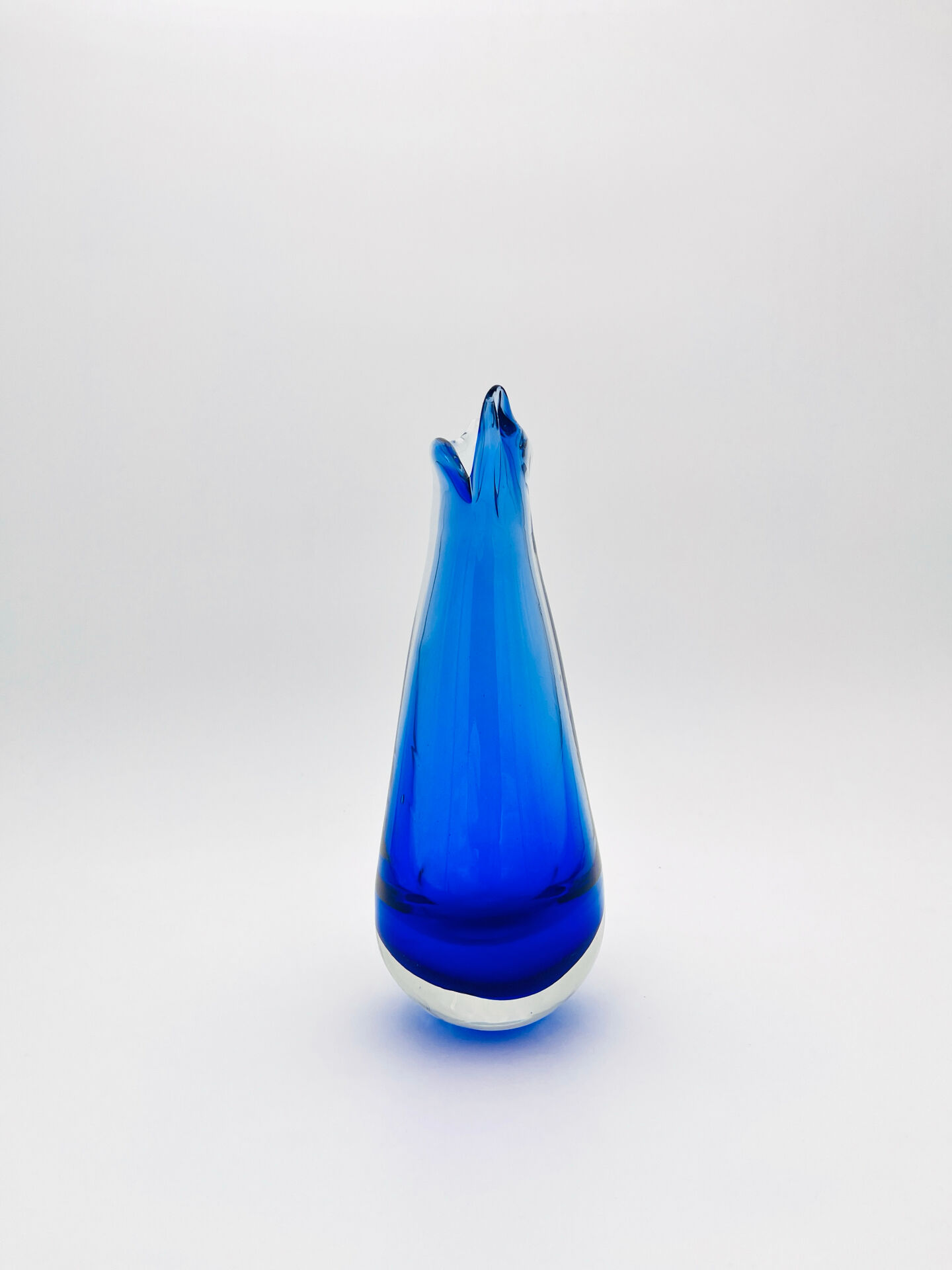 Murano Sommerso Two-Coloured Cobalt Blue Vase Sculpture