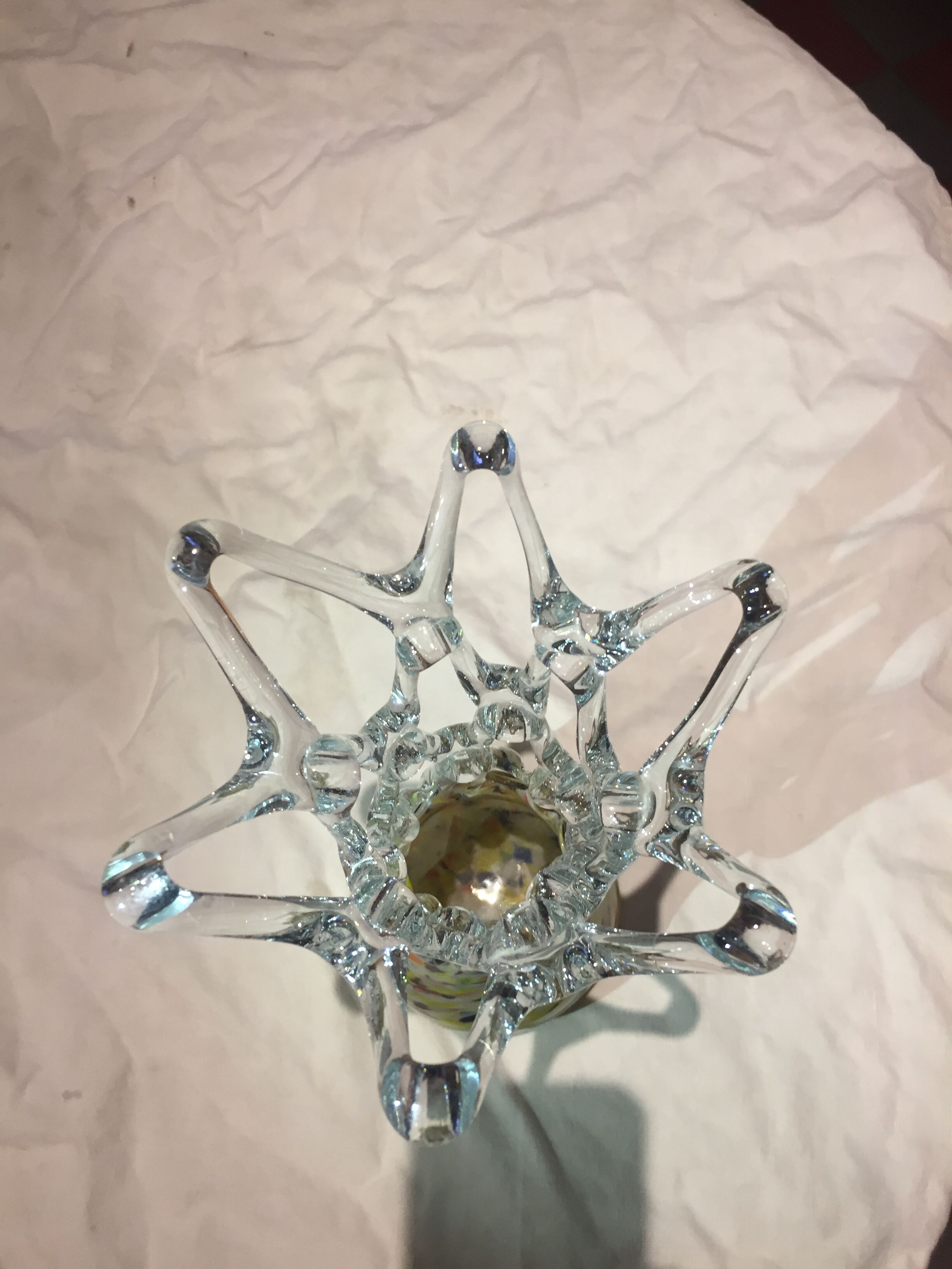 Openwork blown glass vase