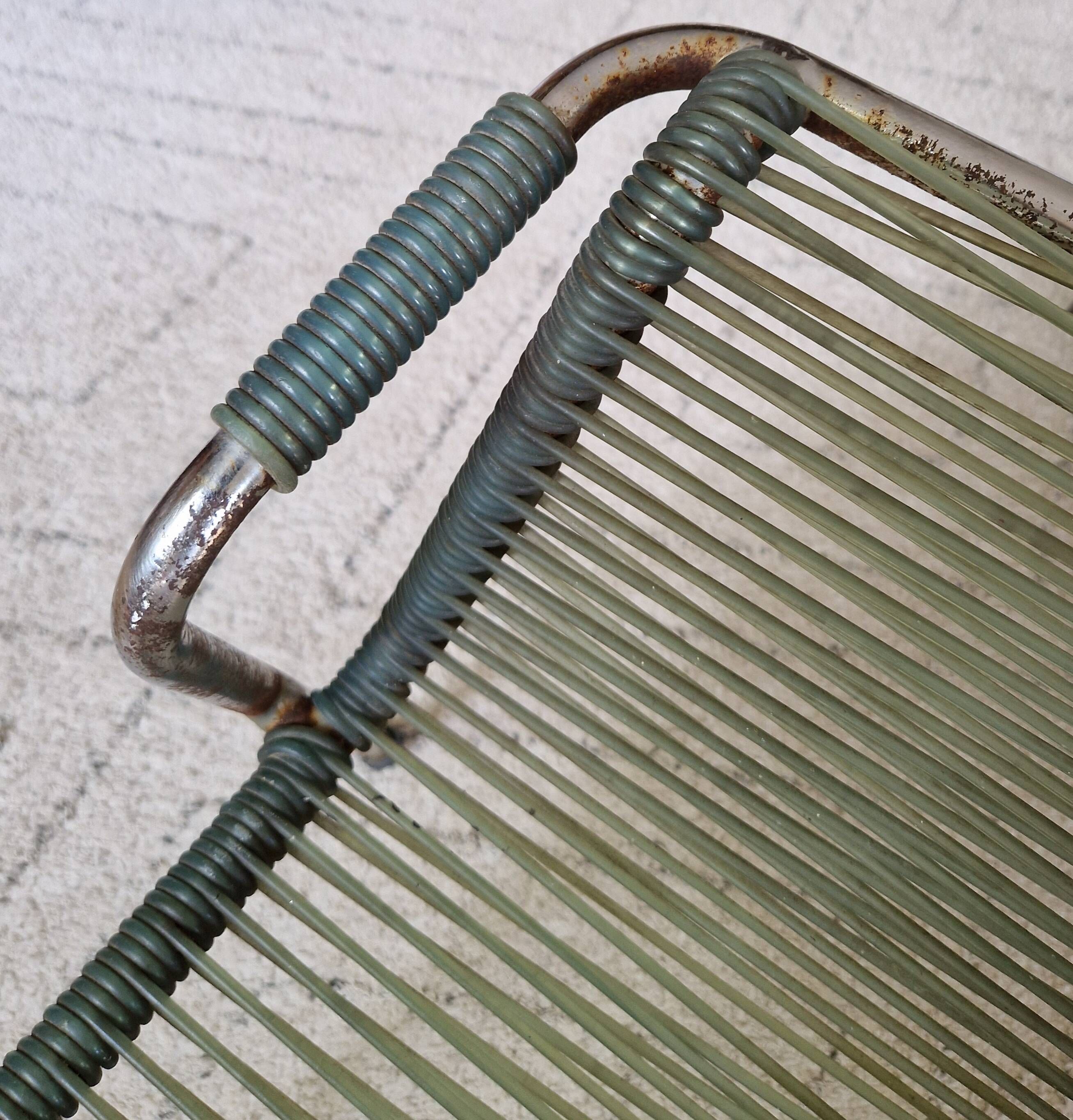 Chaise enfant scoubidou métal vintage 1970