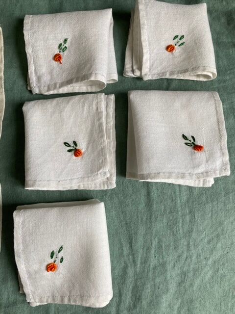 Vintage embroidered tea tablecloth