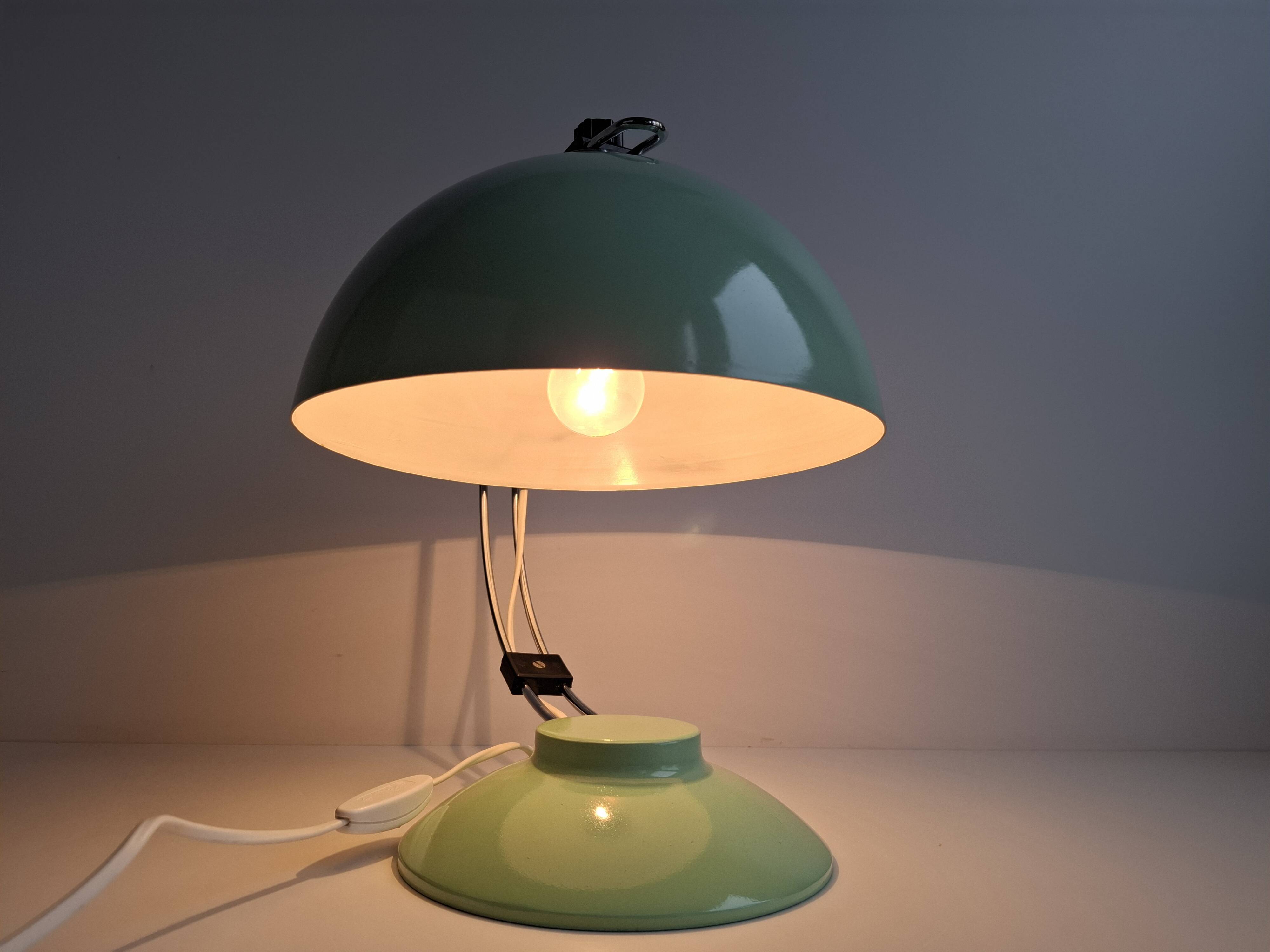 Mid-Century Mint Green Czech Desk Lamp with Chrome and Adjustable Shade