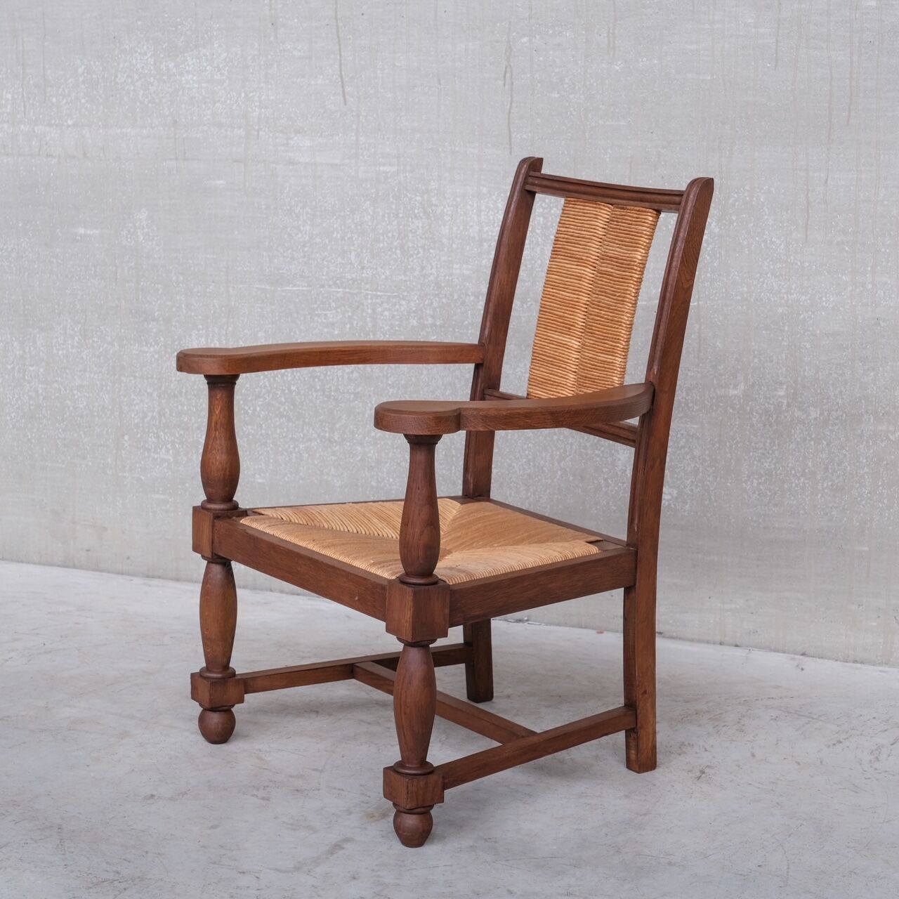 Pair of Mid-Century Rush French Armchairs