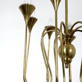 Vintage Eight-Light Brass Chandelier Highly Ascribable to Ulrich, Italy