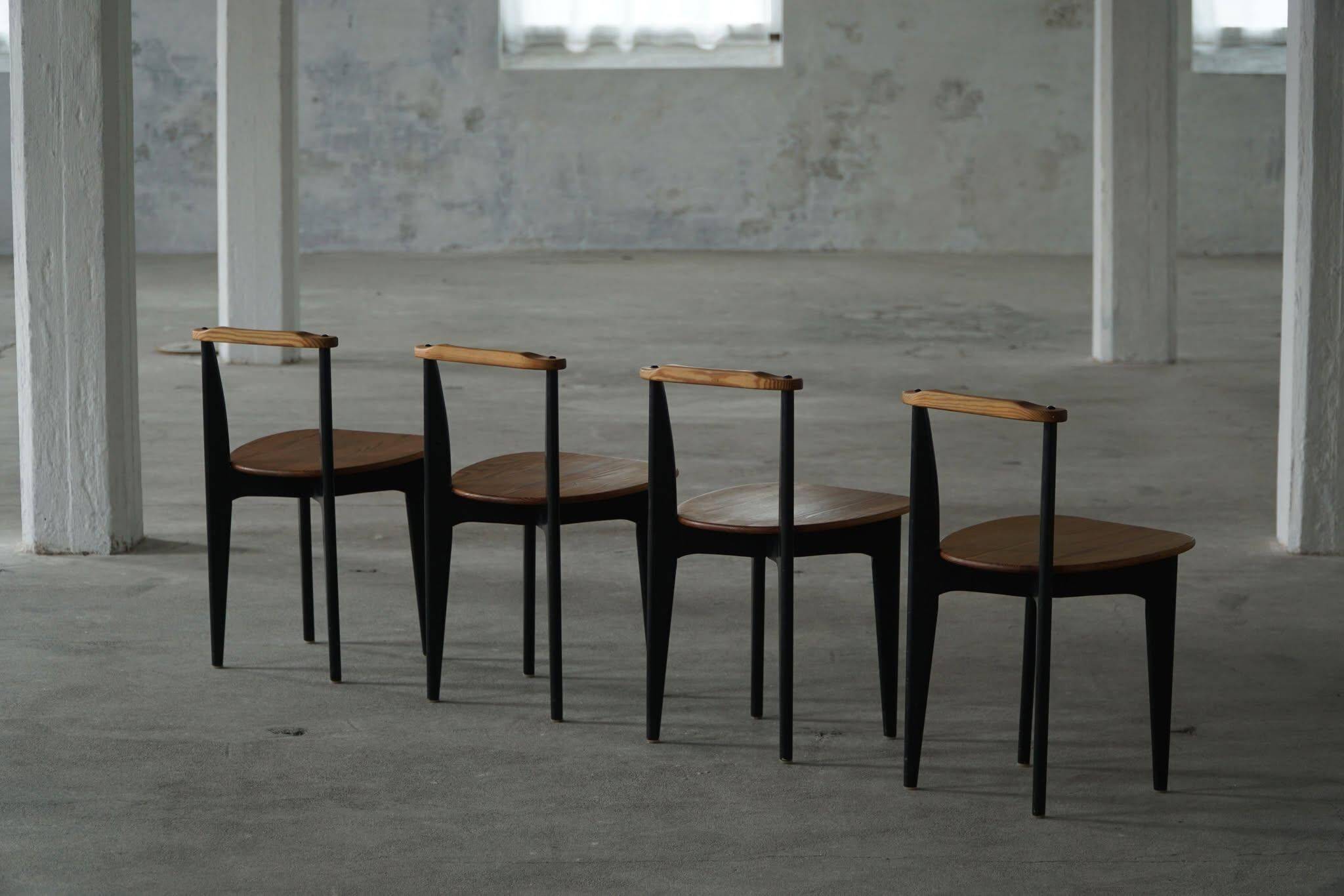 Set of 4 'Thema' chairs in pine by Yngve Ekström, Swedese, Modern Swedish, 1954