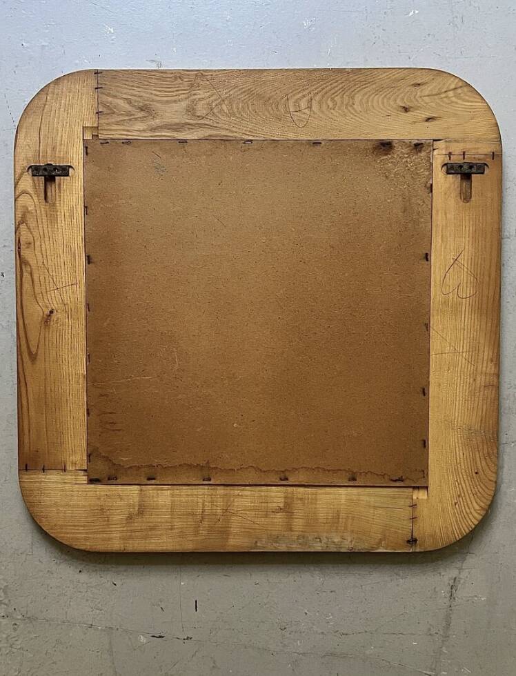Large oak mirror 78x78, Maison Regain 1978