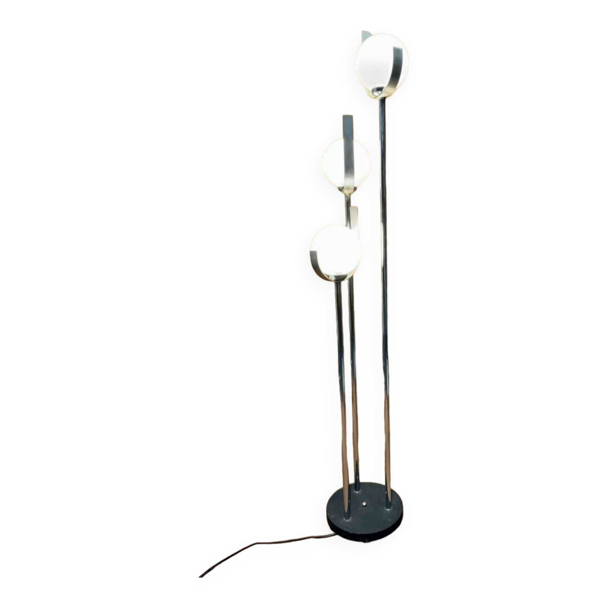 1970s opaline chrome floor lamp