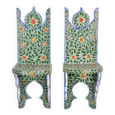 Paire de tables de chevet ou étagères tunisiennes peintes à la main