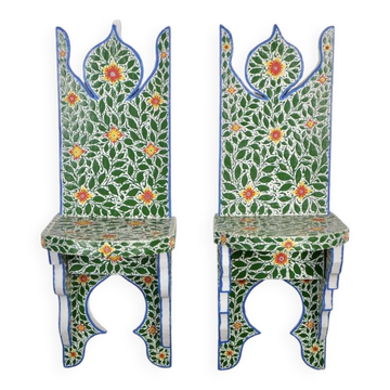 Pair of hand-painted Tunisian bedside tables or shelves