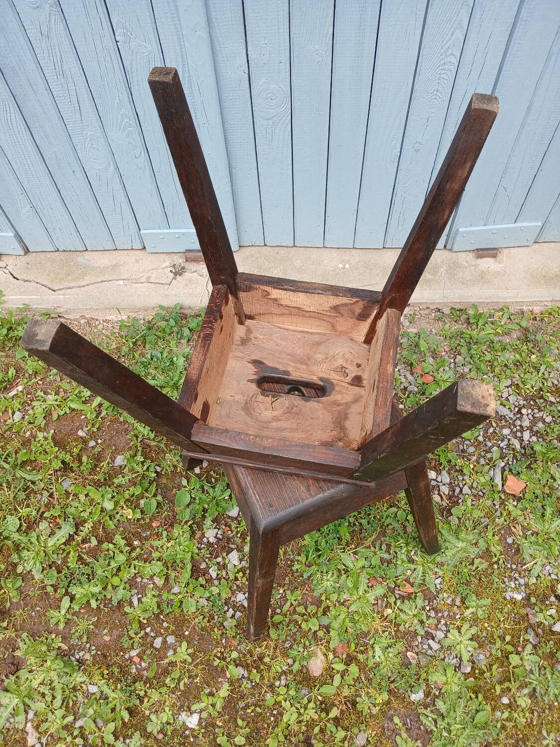 2 antique wooden workshop stools